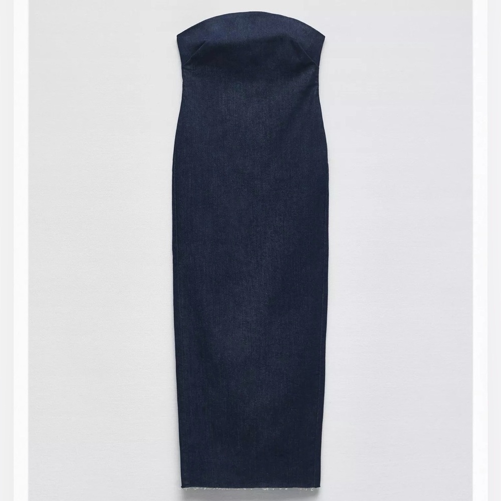 Zara Denim Strapless Maxi Skirt